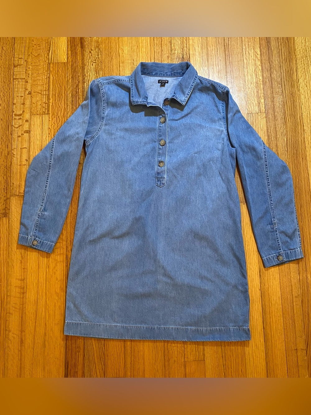 J.Crew long-sleeve chambray Popover mini dress Size XS (k11)